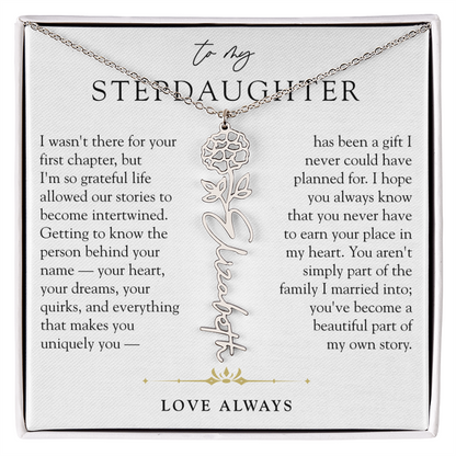 Step Daughter Birth Flower Custom Name Necklace | A Beautiful Part Of My Story