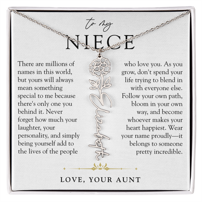 Niece Birth Flower Custom Name Necklace | There's Only One You