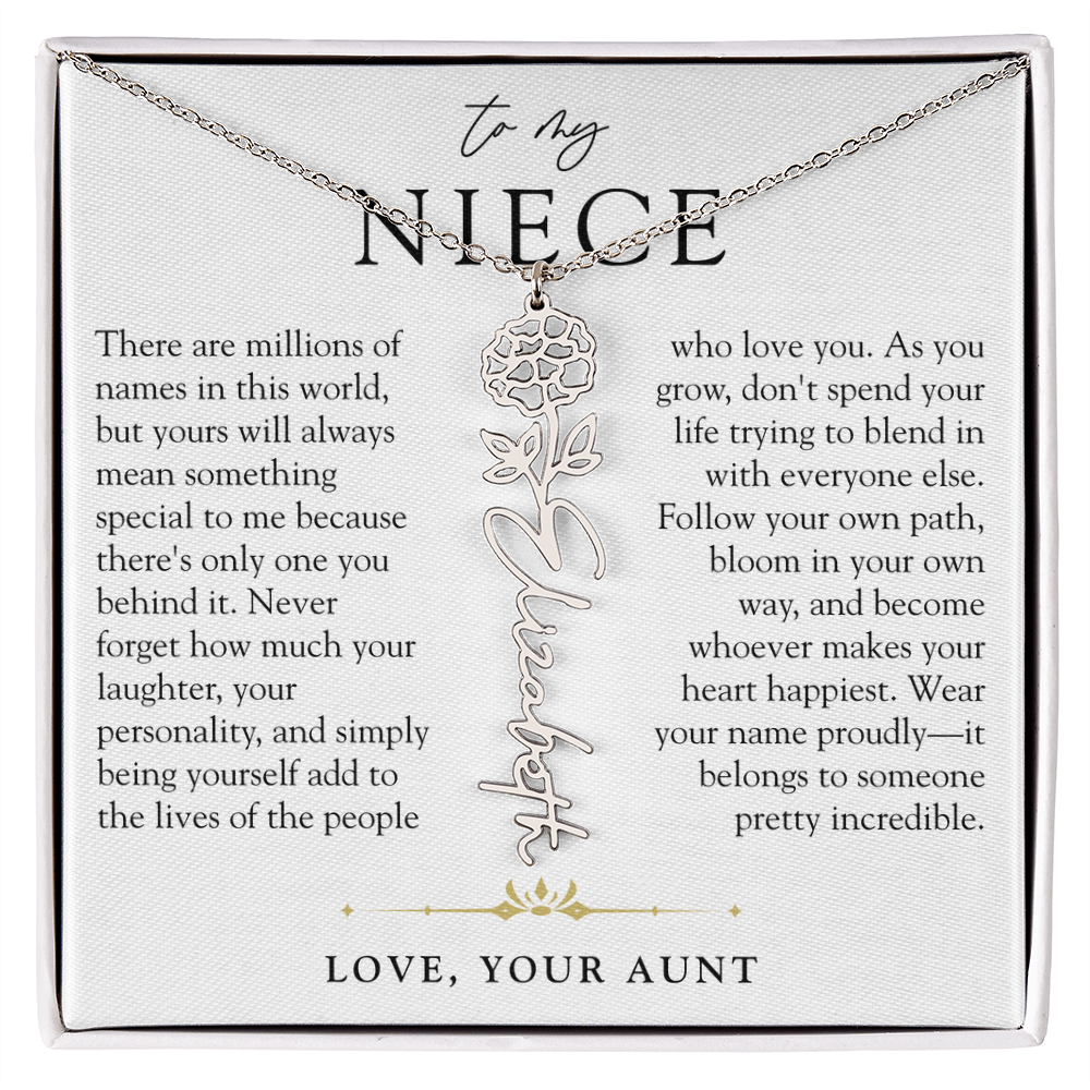 Niece Birth Flower Custom Name Necklace | There's Only One You