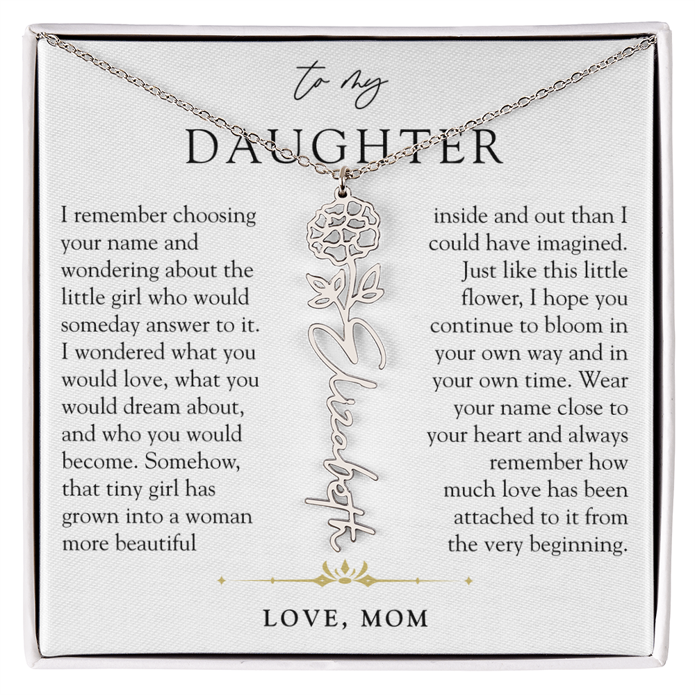 Daughter Birth Flower Custom Name Necklace | Watching You Bloom