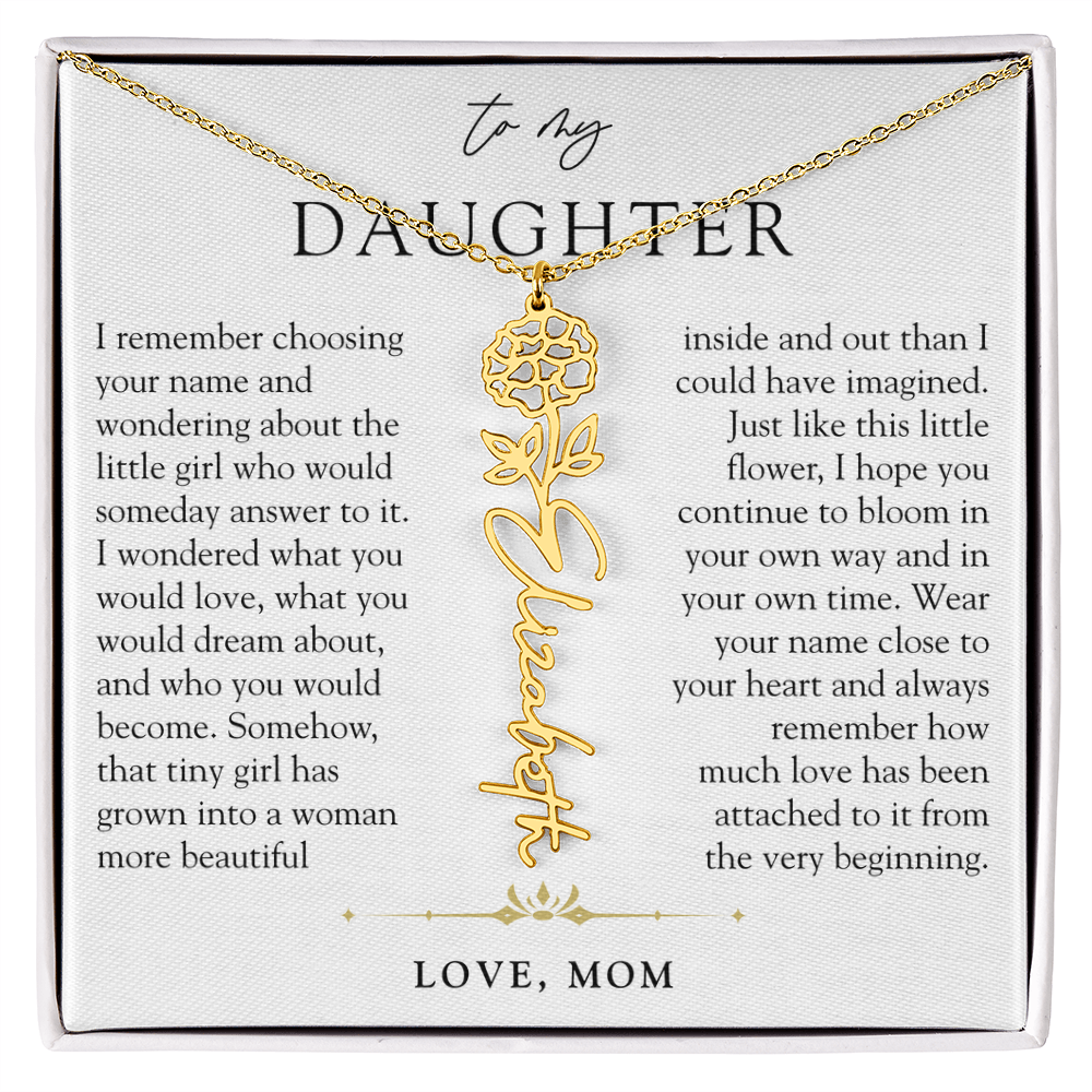 Daughter Birth Flower Custom Name Necklace | Watching You Bloom