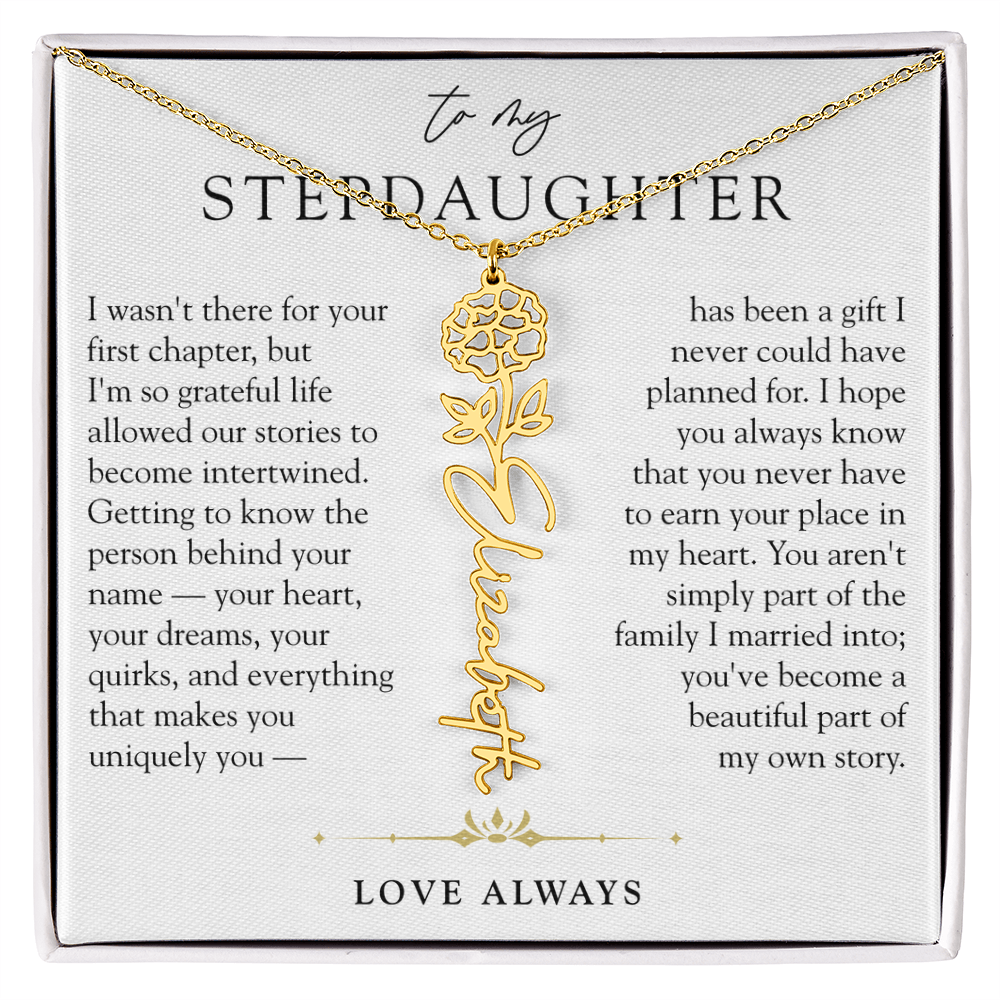 Step Daughter Birth Flower Custom Name Necklace | A Beautiful Part Of My Story