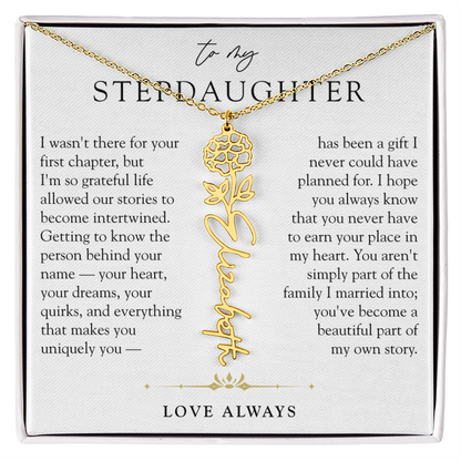 Step Daughter Birth Flower Custom Name Necklace | A Beautiful Part Of My Story