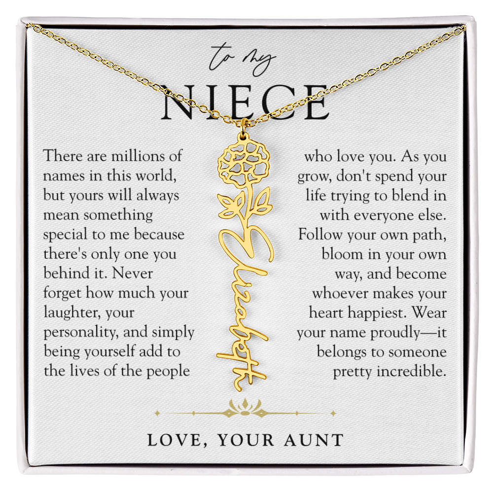 Niece Birth Flower Custom Name Necklace | There's Only One You