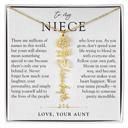 Niece Birth Flower Custom Name Necklace | There's Only One You