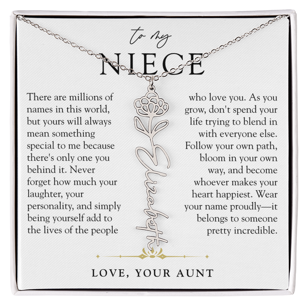 Niece Birth Flower Custom Name Necklace | There's Only One You