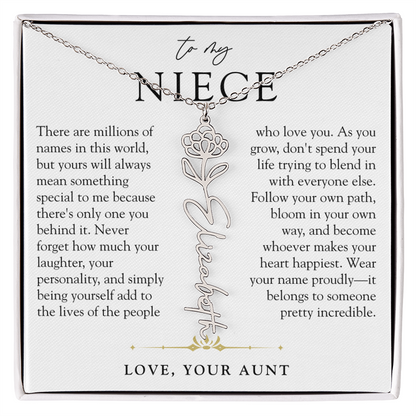 Niece Birth Flower Custom Name Necklace | There's Only One You
