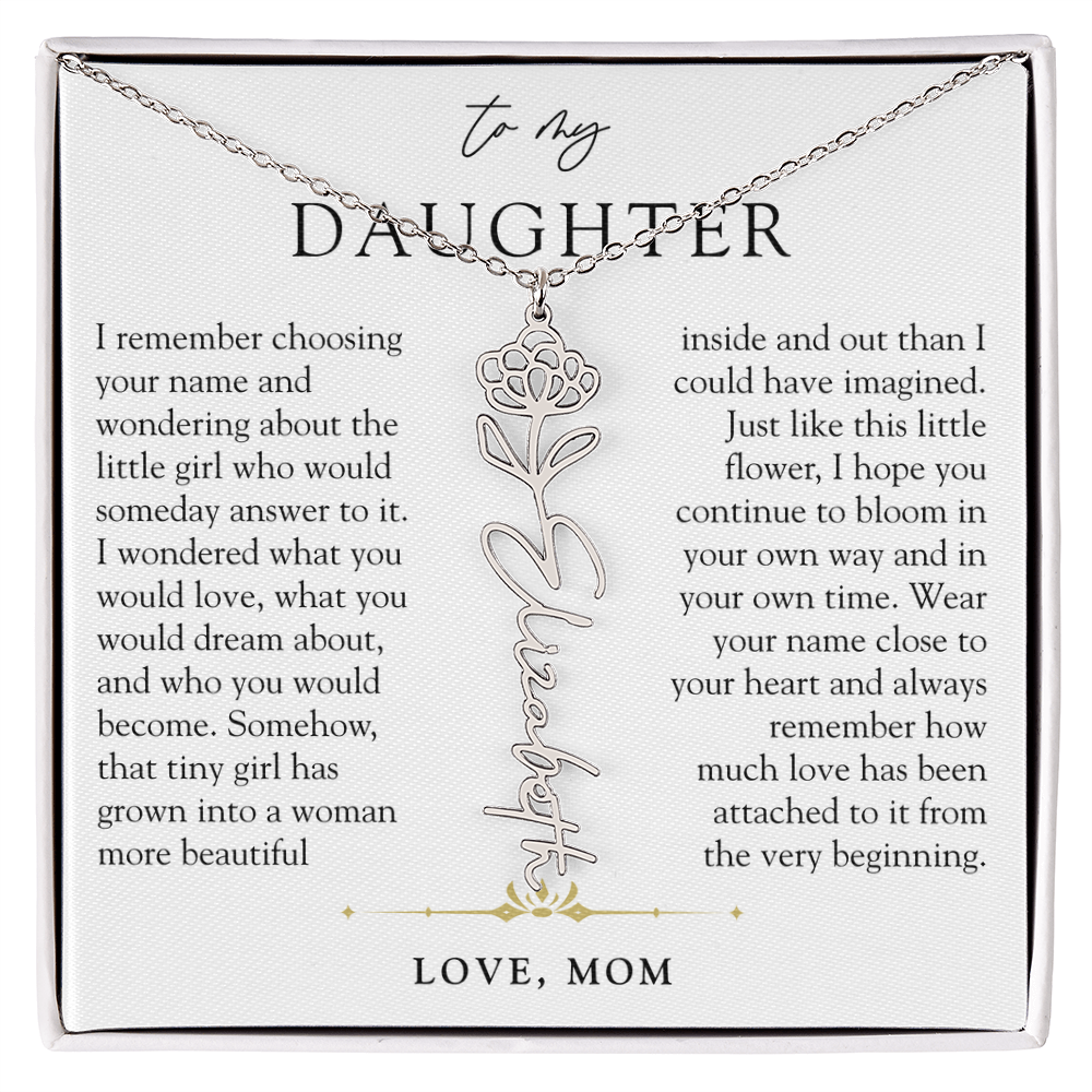 Daughter Birth Flower Custom Name Necklace | Watching You Bloom
