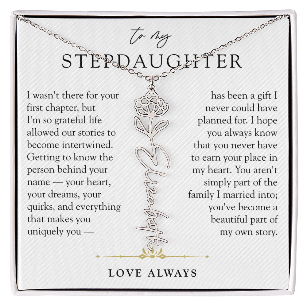 Step Daughter Birth Flower Custom Name Necklace | A Beautiful Part Of My Story