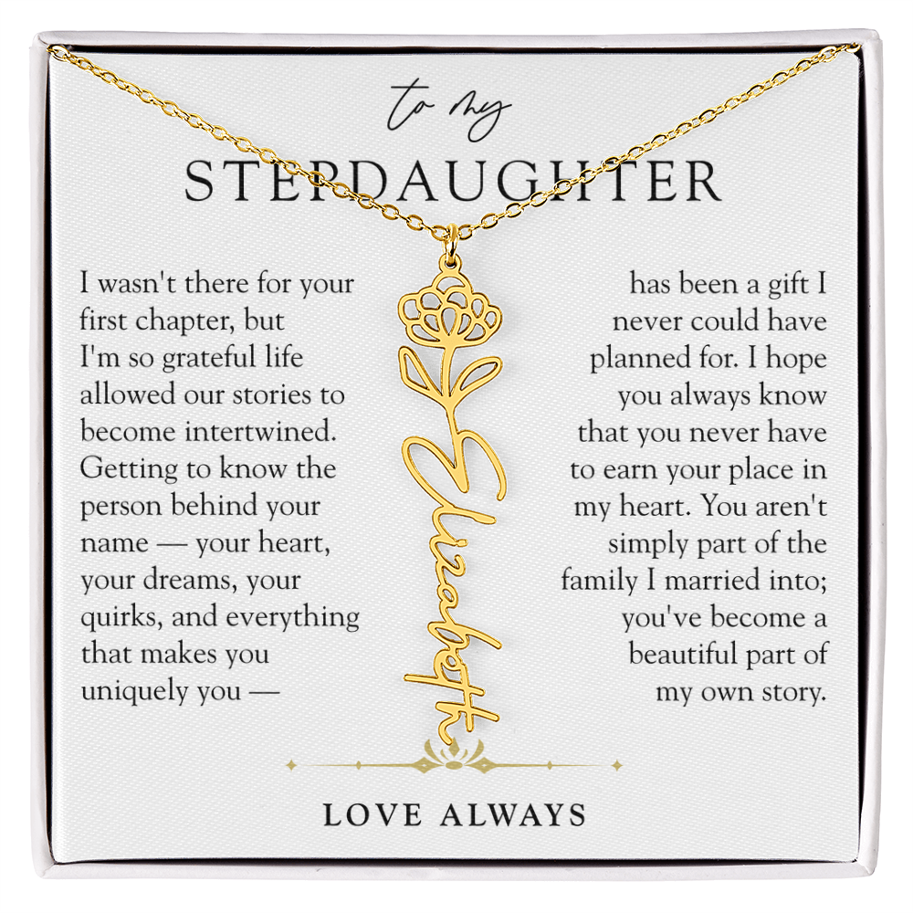Step Daughter Birth Flower Custom Name Necklace | A Beautiful Part Of My Story