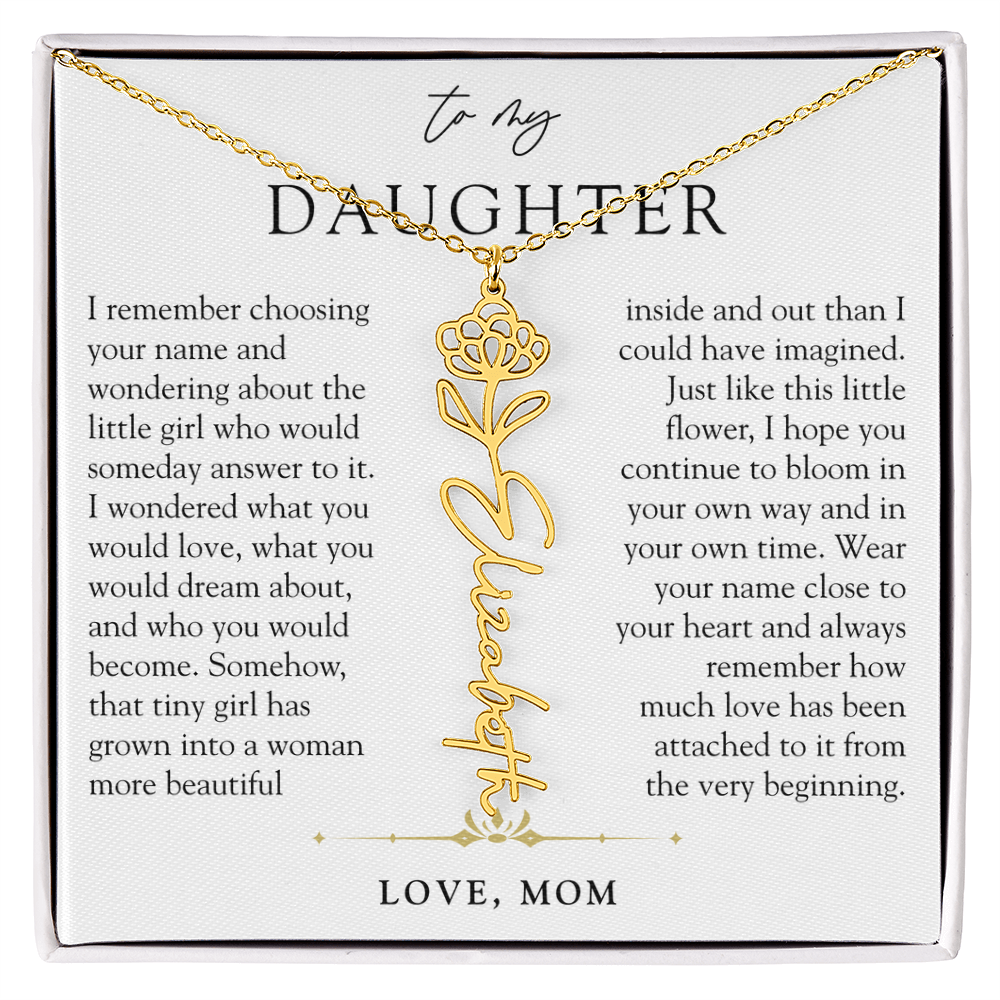 Daughter Birth Flower Custom Name Necklace | Watching You Bloom