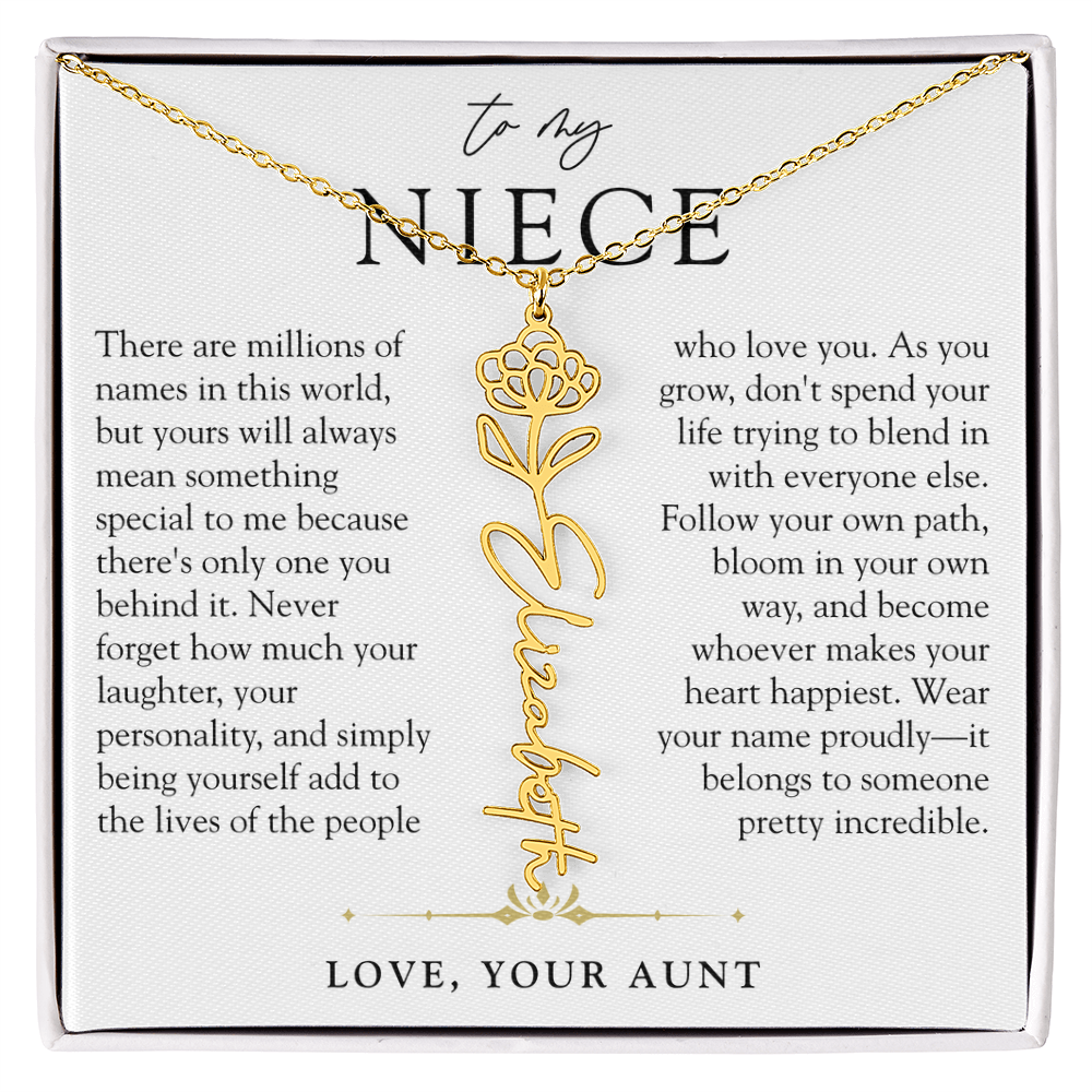 Niece Birth Flower Custom Name Necklace | There's Only One You