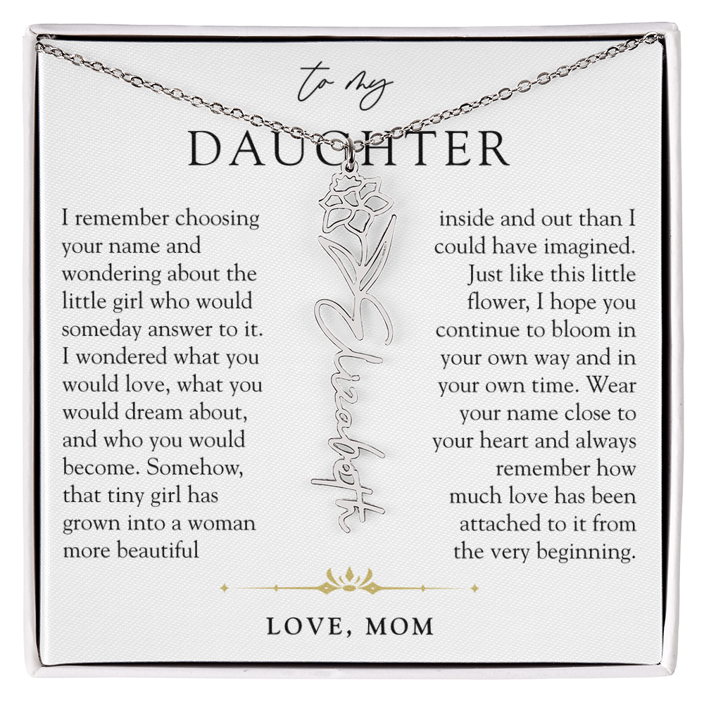 Daughter Birth Flower Custom Name Necklace | Watching You Bloom