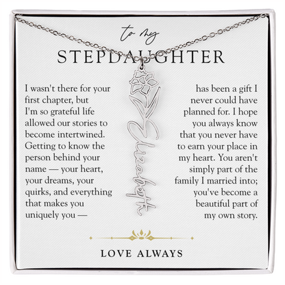 Step Daughter Birth Flower Custom Name Necklace | A Beautiful Part Of My Story
