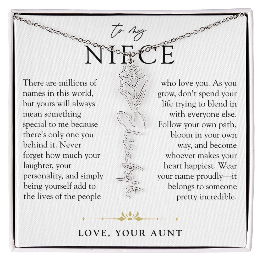 Niece Birth Flower Custom Name Necklace | There's Only One You