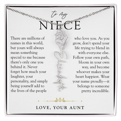 Niece Birth Flower Custom Name Necklace | There's Only One You