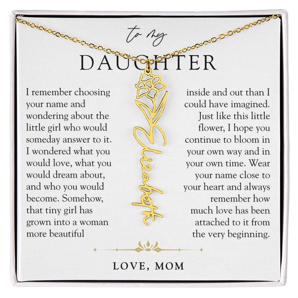 Daughter Birth Flower Custom Name Necklace | Watching You Bloom