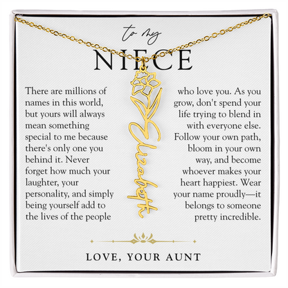 Niece Birth Flower Custom Name Necklace | There's Only One You