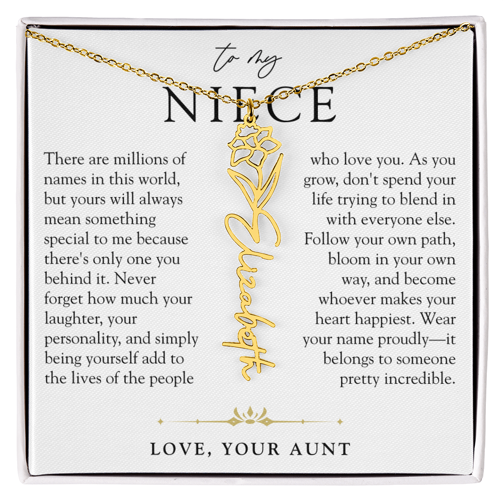 Niece Birth Flower Custom Name Necklace | There's Only One You