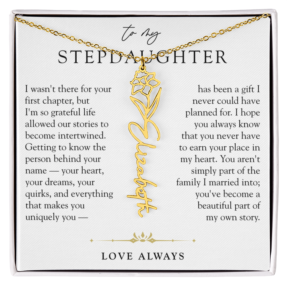 Step Daughter Birth Flower Custom Name Necklace | A Beautiful Part Of My Story
