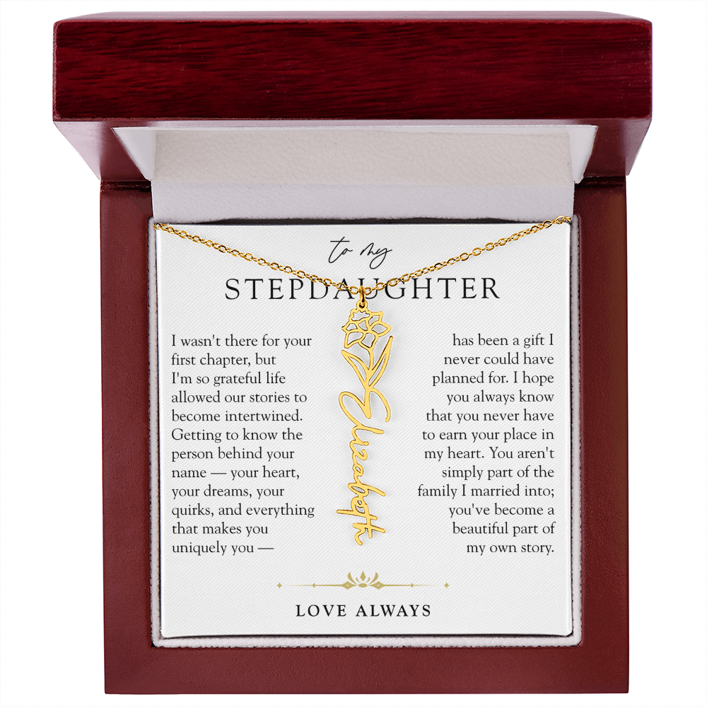 Step Daughter Birth Flower Custom Name Necklace | A Beautiful Part Of My Story