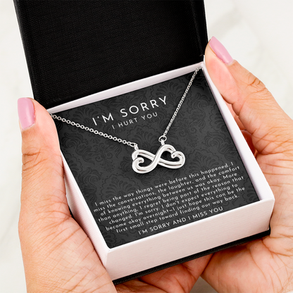 I'm Sorry Apology Infinite Hearts Necklace | I Miss You Black Lace