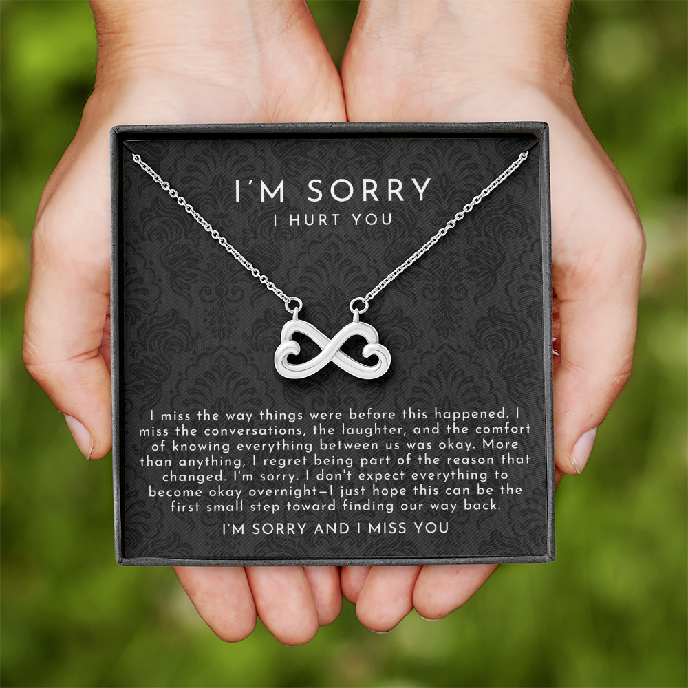 I'm Sorry Apology Infinite Hearts Necklace | I Miss You Black Lace