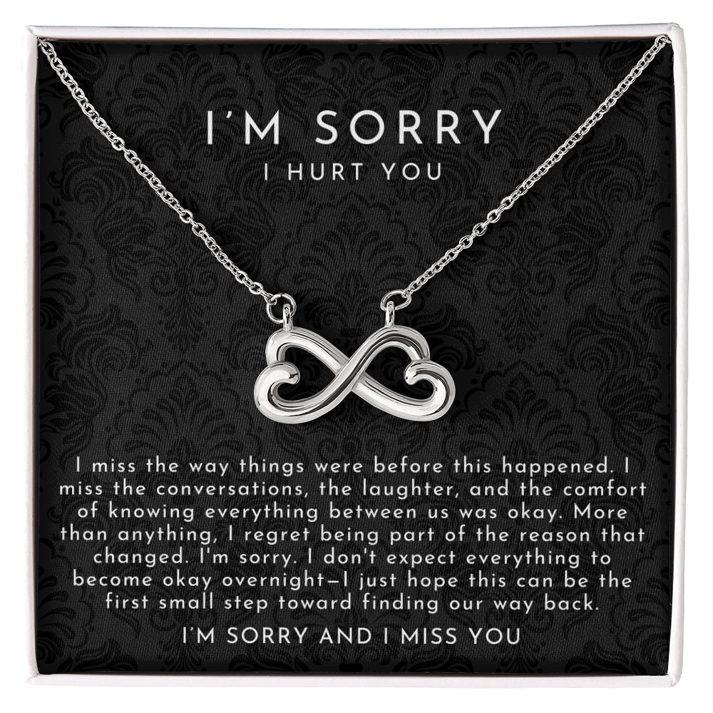 I'm Sorry Apology Infinite Hearts Necklace | I Miss You Black Lace