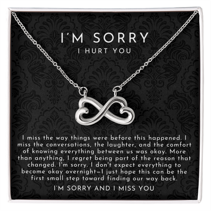 I'm Sorry Apology Infinite Hearts Necklace | I Miss You Black Lace