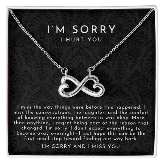 I'm Sorry Apology Infinite Hearts Necklace | I Miss You Black Lace