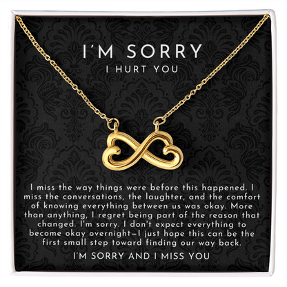 I'm Sorry Apology Infinite Hearts Necklace | I Miss You Black Lace