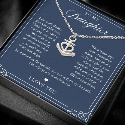 Daughter Anchor Necklace | When Life Gets Stormy Navy & Floral