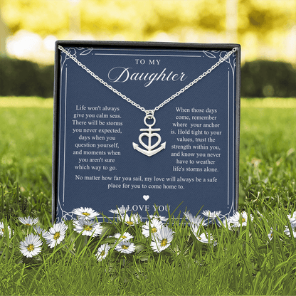 Daughter Anchor Necklace | When Life Gets Stormy Navy & Floral