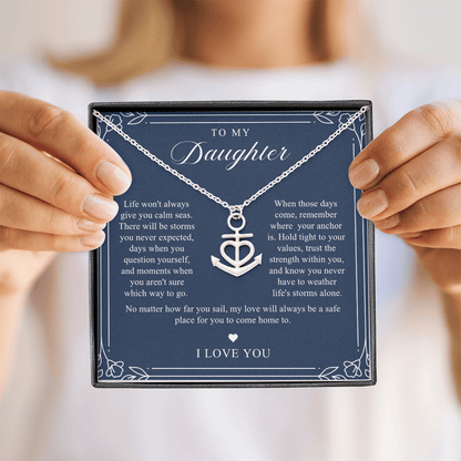 Daughter Anchor Necklace | When Life Gets Stormy Navy & Floral