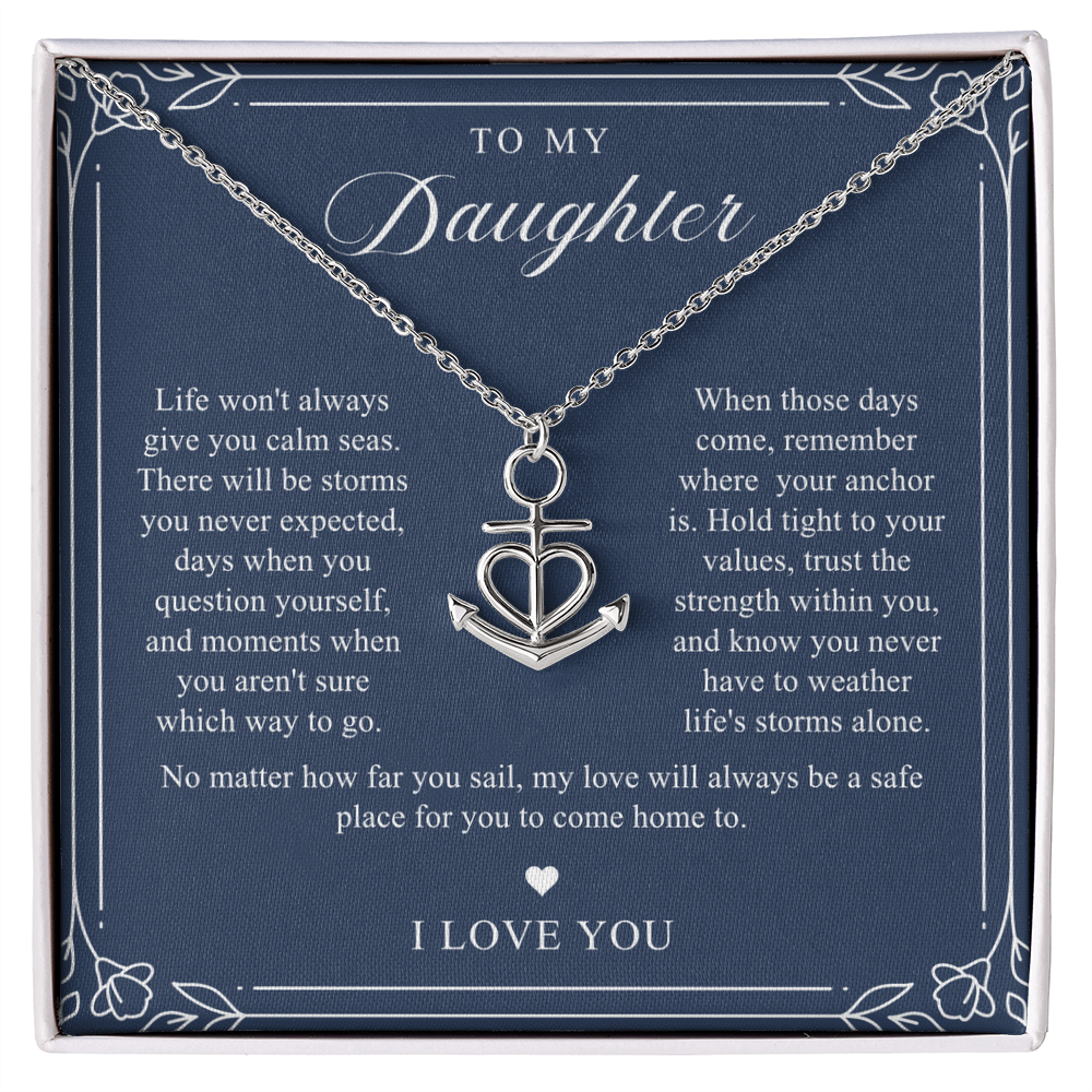 Daughter Anchor Necklace | When Life Gets Stormy Navy & Floral