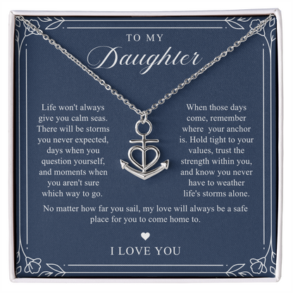 Daughter Anchor Necklace | When Life Gets Stormy Navy & Floral