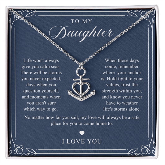 Daughter Anchor Necklace | When Life Gets Stormy Navy & Floral