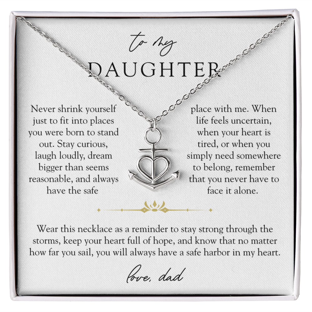 To Daughter From Dad Anchor Necklace | Safe Harbor