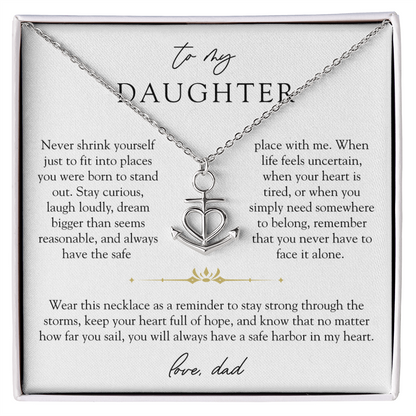 To Daughter From Dad Anchor Necklace | Safe Harbor