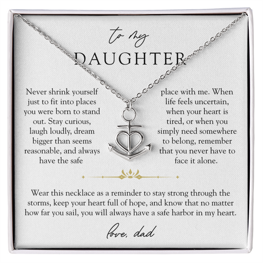 To Daughter From Dad Anchor Necklace | Safe Harbor