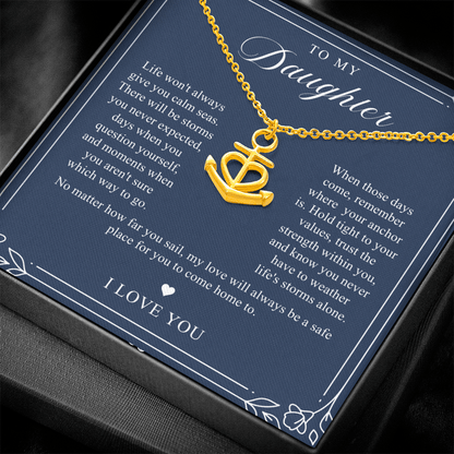 Daughter Anchor Necklace | When Life Gets Stormy Navy & Floral