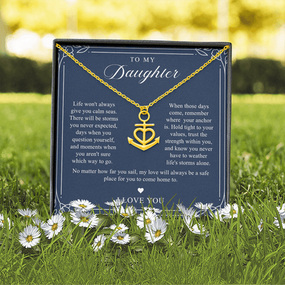 Daughter Anchor Necklace | When Life Gets Stormy Navy & Floral