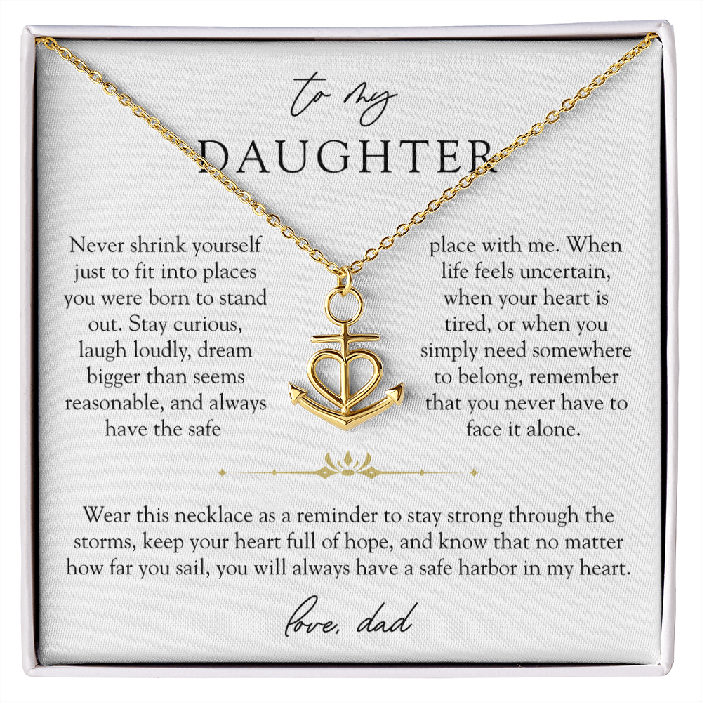 To Daughter From Dad Anchor Necklace | Safe Harbor