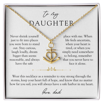 To Daughter From Dad Anchor Necklace | Safe Harbor