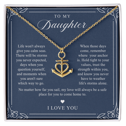 Daughter Anchor Necklace | When Life Gets Stormy Navy & Floral