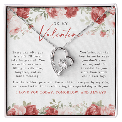 To My Valentine Heart Necklace | Red Floral