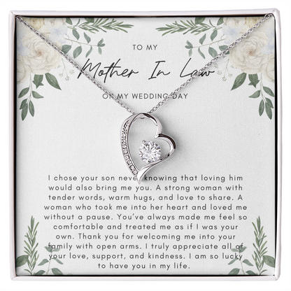 To My Mother In Law On My Wedding Day - Heart Necklace