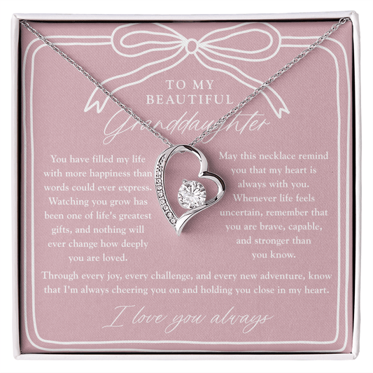 To My Granddaughter | My Heart is Always With You Necklace Blush