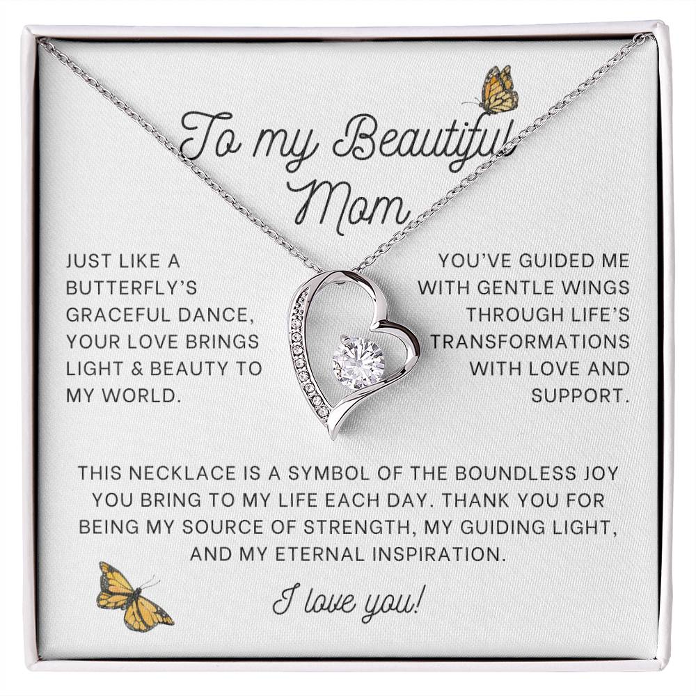 Gentle Wings Butterfly Mom Heart Necklace