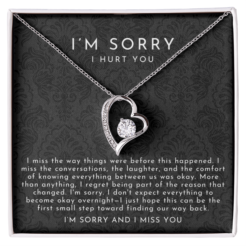 I'm Sorry Apology Heart Necklace | I Miss You Black Lace